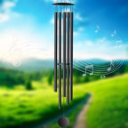 68” Large Wind Chimes for Home Garden Decor, Deep Tone Wind Chimes for Mom Grandma, Memorial Sympathy Gifts for Loss of Loved One, Black by OEMUXU