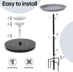 Solar Powered Bird Bath with Fountains for Hummingbirds,Stable Stylish Design with 5-Prong Base Metal Stake Plastic Bird Baths for Outside Lawn Patio Yard Garden - Image 3