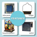 Solar Lantern Majestic Mountains Western Film Style Stained Glass Outdoor Waterproof Garden Hanging Lantern Solar Powered Lighting Outside Table Lamp for Patio Deck Camping 1 Pack - Image 4