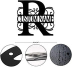R Custom Name Initial Letter Monogram Metal Sign Decorative Iron Metal Wall Sculpture Cut Out Sign Decorative Metal Welcome Sign Welcome Sign for Living Room Dock Porch Home Decor 18 Inch - Image 2