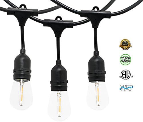 Westgate Lighting 24Ft Indoor/Outdoor Linkable LED String Lights, Commercial Grade with 12 Sockets & LED Bulbs – Bistro, Pergola, Deck, Patio, Market, Cafe, Gazebo, Party Decor - Image 4