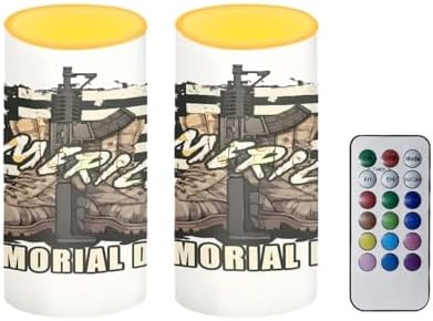 Memorial Day Flameless Candles American Flag Flickering Battery Operated with Remote and Timers The Stars and Stripes LED Pillar Lights Bulk for Holiday Decorations by Merkmak