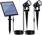APONUO Metal Solar Spot Lights Outdoor with 9.8ft Cable Solar Powered Landscape Lighting Low Voltage IP65 Waterproof Auto On/Off for Outside Garden Yard Landscape Pathway Garage-Cool White(2-in-1) by APONUO
