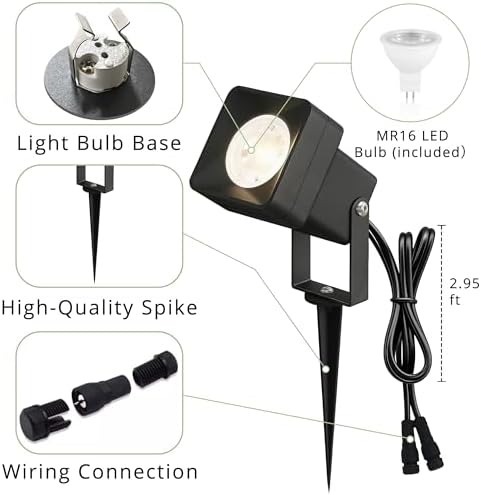 JYV 4 Pack Low Voltage Landscape Lighting with 5W 3000K MR16 Bulbs - Image 4