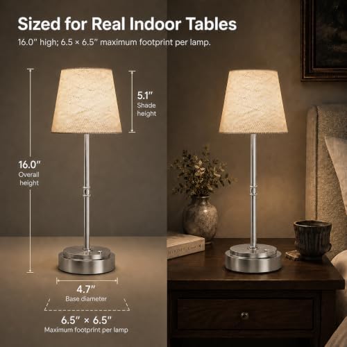 Cordless Table Lamps 2 Pack, Rechargeable Battery Operated Lamps, Silver - Image 4