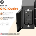 BesLowe 10'' Motion Sensor Outdoor Wall Light with GFCI Outlet, Matte Black - Image 2