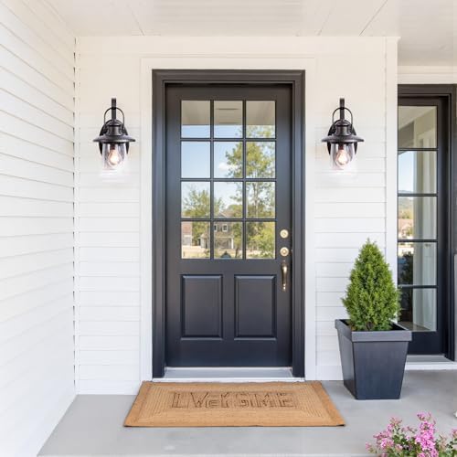 Pia Ricco Outdoor Wall Light Fixture - Oil Rubbed Bronze with Clear Seedy Glass, 12.8 Inch Exterior Sconce for Porch, Entryway, Doorway and Pathway Lighting - Image 7