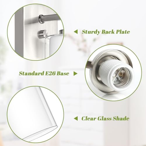 VerRon Set of 2 Wall Sconces for Bathroom, Modern Vanity Light Fixtures - Image 3