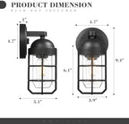 Emliviar Modern Outdoor Wall Light for House Porches, Solid Classic Metal Cage, Retro Charm Exterior Wall Light, Clear Tempered Glass, Black Finish, GE255B BK - Image 6
