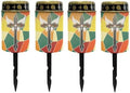 Poceacles Cross Outdoor Lights Solar Powered Flameless Candle Cemetery Votive Candles Waterproof Outdoor Memorial Candle Solar Stake Lights for Grave Cemetery, Gothic Wings Cross Colorful, Pack of 4 by Poceacles