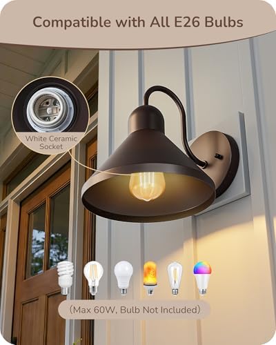 EDISHINE 2 Pack 8" Gooseneck Barn Outdoor Wall Light, Farmhouse Porch Light - Image 3