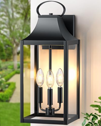 20" Extra Large Outdoor Wall Light, Black Exterior Lighting Fixtures by MYHXQ