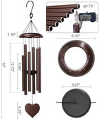 32" Memorial Wind Chimes Deep Tone Outdoor, C Major Tuned Aluminum Wind Chime with Gift Box & Envelope, Sympathy Wind Chime for Garden Decor Hanging, Heart Pendant, Bronze - Image 6