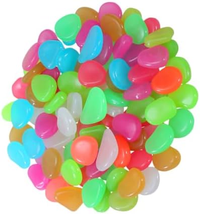 Resin Pebbles Easy to Use Glow-in-the-Dark 500pcs Recharge in Sunlight Luminous Stones Random Color for Outdoor Garden Decor for Pathways and Decorative Planters, Landscaping by HOODANCOS