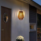 Livinlarge Rattan Solar Lantern Waterproof,Hanging Chandelier Lights Patio Porch Garden Farmhouse Decoration Rustic Handmade Outdoor Wicker Pendant Lamps - Image 4