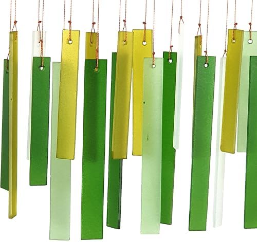 Spring Colors Glass Driftwood Wind Chime, Green Garden Decor, 11 Inch - Image 2