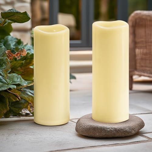 4" x 12" Ivory Large Waterproof Outdoor Flameless Candles Battery Operated LED Flickering Pillar Candles with Remote and Timer for Indoor Outdoor Lanterns, Long Lasting, Set of 2 - Image 6