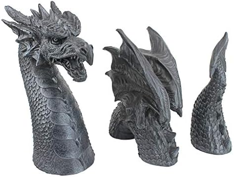 Design Toscano The Dragon of Falkenberg Castle Moat Lawn Garden Statue, 28 Inch Long, 14 Inch Tall, Cast Stone Resin, Gray Stone Finish - Image 3