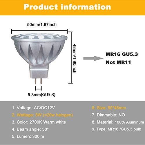 ALIDE 12V Low Voltage MR16 GU5.3 LED Bulbs 3W,Replace 20W 30W 35W Halogen - Image 2