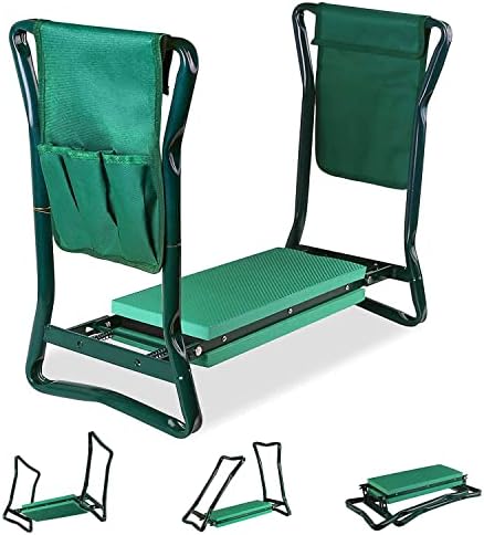 Garden Kneeler and Seat with Free Tool Pouches, Heavy Duty Gardening Bench for Kneeling and Sitting Folding Garden Stools with Tool Pouch and Kneeling Pad by Unknown