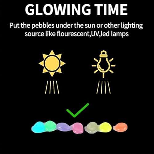 Colorful Glow in The Dark Pebbles, Premium Luminous Garden Rocks, Waterproof Fluorescent Decor Stones for Outdoor Pathway Fish Tank Home Decoration(800pcs) - Image 2