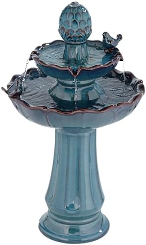 Bathing Bird 28 1/4" High Turquoise Ceramic 2-Tier Floor Outdoor Fountain - Image 6