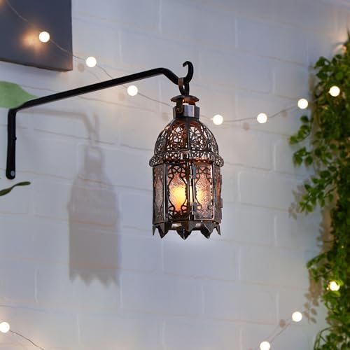 Zingz & Thingz Moroccan Style Candle Lantern Holder, Decorative Light Home Decor, Indoor & Outdoor, 9.5" Tall, Copper - Image 5