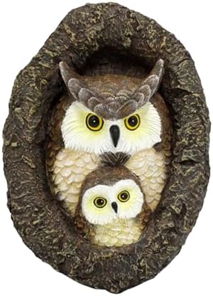 Yosoo Owl Tree Hugger Garden Statue Tree Face Decor Hole Hanger Animal Sculpture with Handmade Resin Mom Baby Owl Design for Outdoor Yard Garden Decoration - Image 6