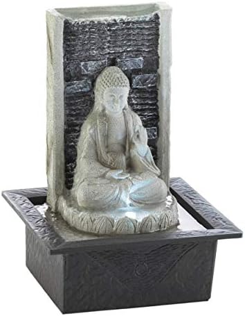 Zingz & Thingz Zen Collection Resin Tabletop LED Water Fountain, Buddha Cascading, 8.25x7.25x11.25 - Image 2