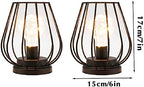 TRIROCKS Set of 12 Metal Battery Operated Lamp 7'' Tall mini Cage Shape Cordless Table Lamp Battery Lanterns with Warm Fairy Lights Bulb for Patio Garden Wedding Parties Indoor Outdoor(Black) - Image 4