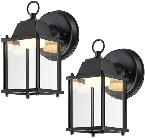 LIT-PaTH Outdoor Wall Light Fixture, Aluminum, LED 3000K, Black, 2 Pack by LIT-PaTH