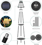 2 Pack Solar Floor Lamps Outdoor with 2-Tier Plant Stand, Metal Tall Planter Holder with Waterproof LED Lantern, Decorative Patio Light & Flower Pot Display Rack for Garden, Deck, Porch, Balcony - Image 6