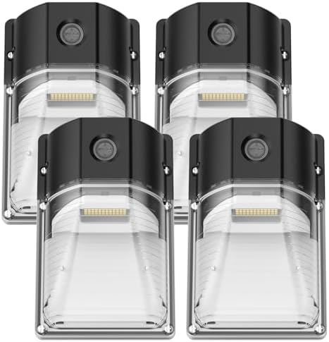30W Mini LED Wall Pack Light with Dusk to Dawn Photocell, 5000K Wall Pack Light Outdoor Led, AC120V 3600LM Waterproof Outdoor Commercial Lighting Fixture for Garage, Warehouse, Garden, (4 Pack) by GGJIA