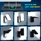 ledmo 40W LED Outdoor Wall Light, 3000LM 5000K Daylight Exterior Security Floodlights, IP65 Waterproof Modern Wall Pack with 360° Rotate and 180° Fold Adjustable Head Black Aluminum Housing - Image 2