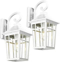 Darkaway Large Outdoor Wall Lights for House, 18inch Exterior Lighting Fixtures 2pcs Wall Mount Outdoor Porch Lights White Outdoor Sconce Lights with Seeded Glass for Hallway Garage by Darkaway