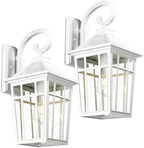 Darkaway Large Outdoor Wall Lights for House, 18inch Exterior Lighting Fixtures 2pcs Wall Mount Outdoor Porch Lights White Outdoor Sconce Lights with Seeded Glass for Hallway Garage by Darkaway