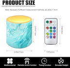 Pack of 4 Flameless Candles Battery Operated Candles with Remote and Timer Flickering LED Elictric Pillar Tealights for Indoor Outdoor Banquet Home Decorations, Turquoise Marble - Image 4