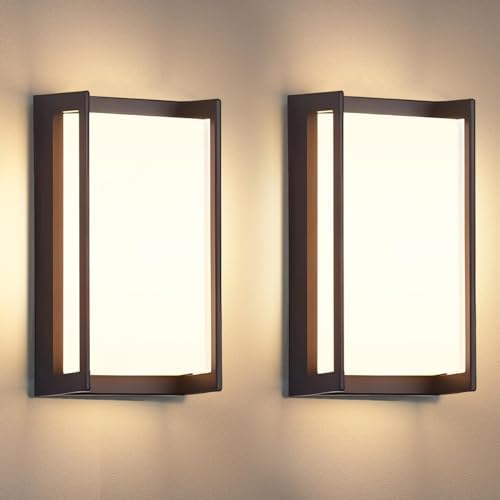 wowlite Outdoor Porch Lights, 3CCT LED Wall Sconces, Matte Black, 2 Pack by wowlite