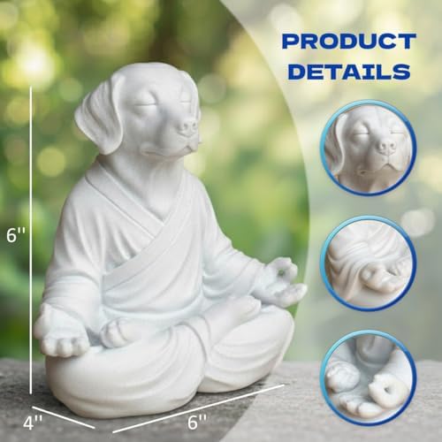 OLOMA Yoga Dog Garden Sculpture Heavy Concrete Stone Dog Statue Weather Resistant Outdoor Indoor Patio Decor Accent Feature for Entryway Display - Image 2