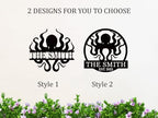 Personalized Octopus Metal Sign - Custom Nautical Wall Art Decor, Funny Octopus Bathroom Sign, Outdoor Garden Name Plate, Metal Beach House Wall Hanging, Unique Birthday Gift for Ocean Lovers - Image 2