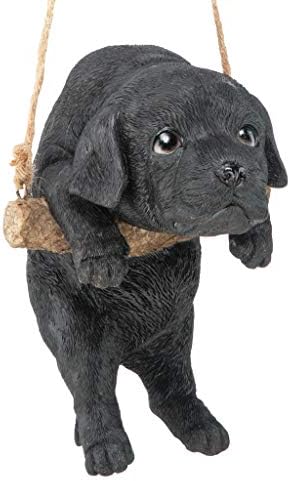 Design Toscano Black Lab Puppy on a Perch Hanging Dog Sculpture, 8 Inches by DesignToscano