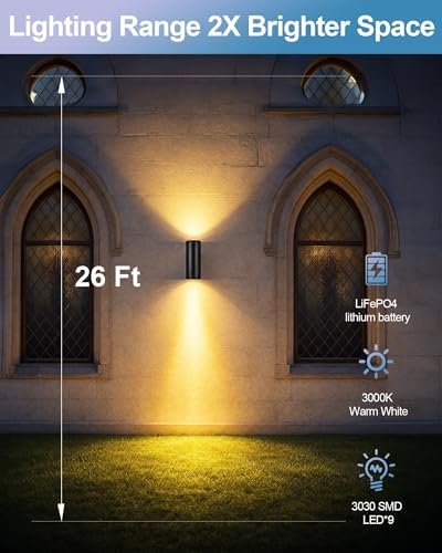 pearlstar 2 Pack Solar Wall Lights Outdoor Dusk to Dawn Sconces Light 10.6" - Image 4
