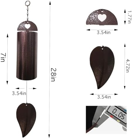 Serenity Bell Wind Chimes for Outside Deep Tone Cylinder Windbell Deep Resonance Wind Chime Outdoor Antique Copper Garden Decor Sympathy Gift Home Decoration 28 Inch Large - Image 4