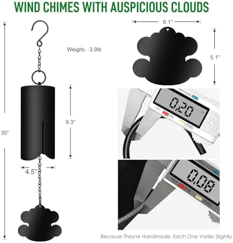 Feng Shui Windbell with Auspicious Clouds,Large Wind Chimes for Outside Deep Tone,Memorial Wind Chimes for Loss of Loved One Prime.30 Inch - Image 2