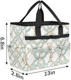 Flower Texture Garden Tool Bag Tote for Men Women Multiple Pockets Wide Mouth Heavy Duty Waterproof Tool Organizer Bag for Outdoor Lawn Yard Portable Gardening Storage With Elasticbands - Image 2