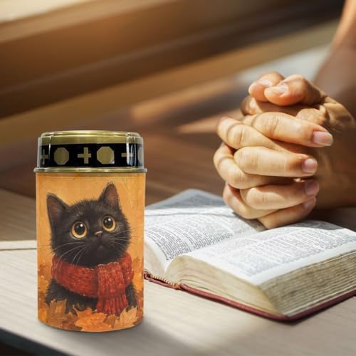 Poceacles Solar Lights Outdoor Waterproof Cemetery Solar Outdoor Candle Grave Decoration Votive Candles Blessed Lights for Loss of Loves One, Black Cat Autumn Leaf, Set of 2 - Image 5
