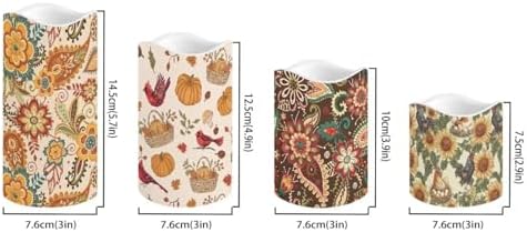 Pumpkin and Floral Flickering Flameless Candles with Remote and Timer Set of 4 Color Changing Battery Operated Candles Home Thanksgiving Day Decoration - Image 2