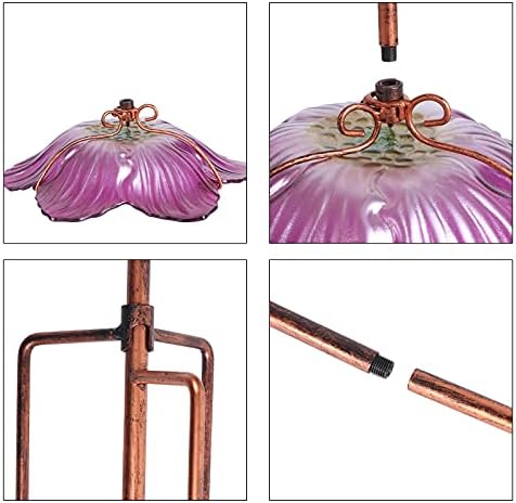 26" Glass Bird Bath, Outdoor Birdbath Bird Feeder Pink Flower Metal Stake - Image 7