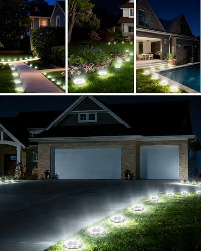 24 Pack Mini Solar Powered Ground Lights, Bright LED Solar Lights Outdoor Waterproof for Landscape Decoration, Pathway Lighting for Garden Walkway Driveway (Warm White) - Image 6