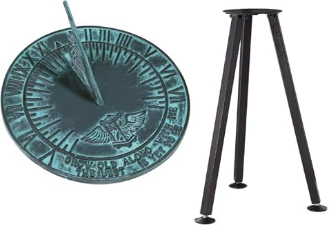 Sundial Cast Brass Verdigris Finish with Stand 10Inch Diameter by Unknown